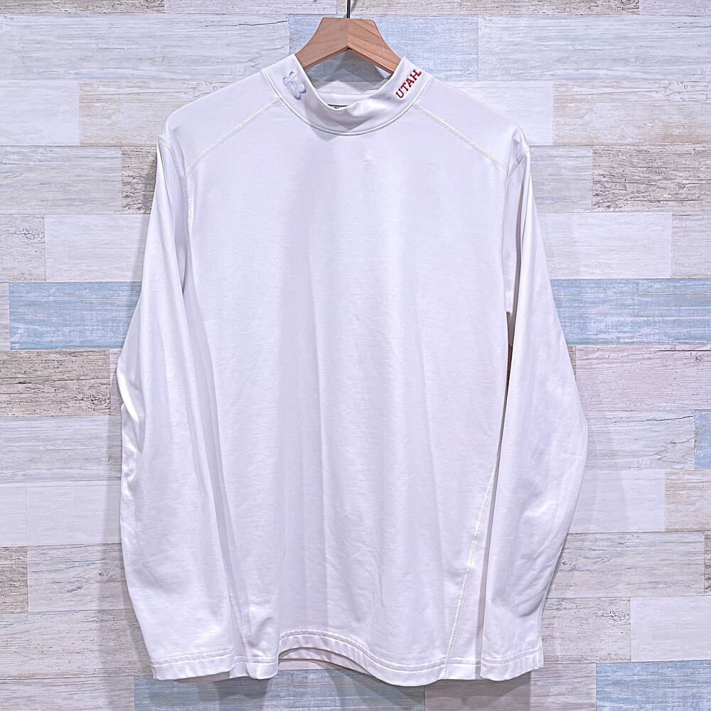Utah Utes Under Armour ColdGear Fitted Mock Neck Top White Football Mens Large